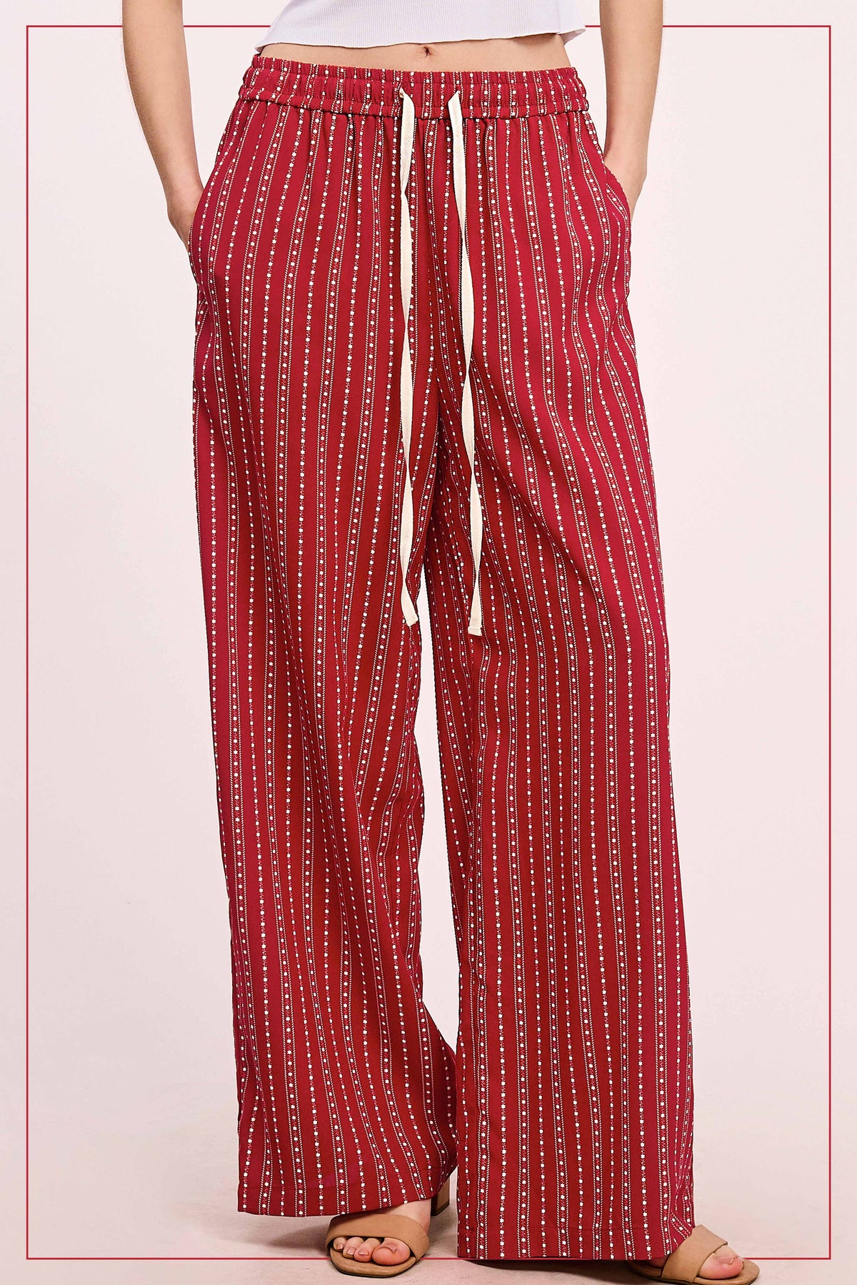 La Miel Patterned Design Relaxed Fit Pants With Pockets
