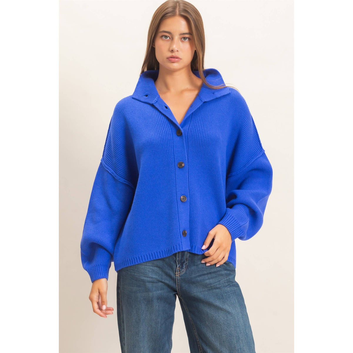 High Neck Oversized Cardigan