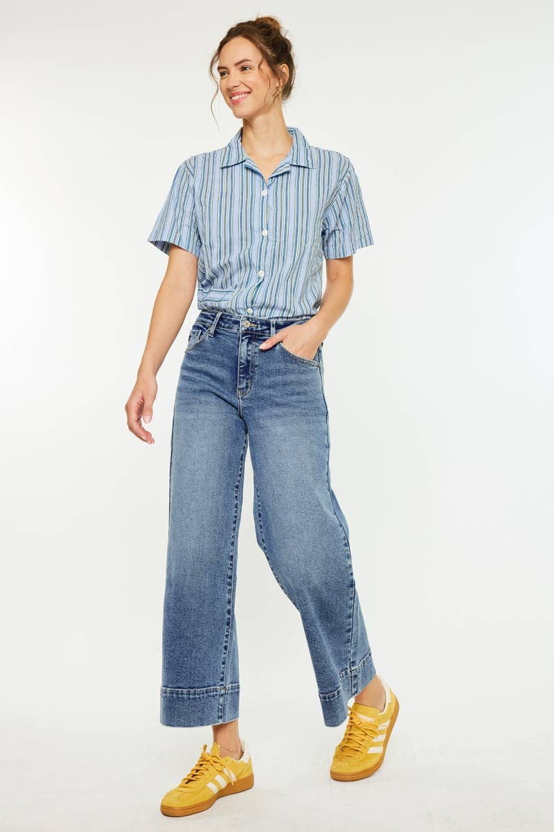 Kan Can HIGH RISE CROP WIDE JEANS-KC7479D