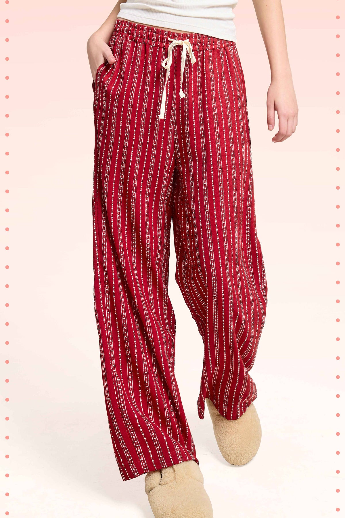 La Miel Patterned Design Relaxed Fit Pants With Pockets