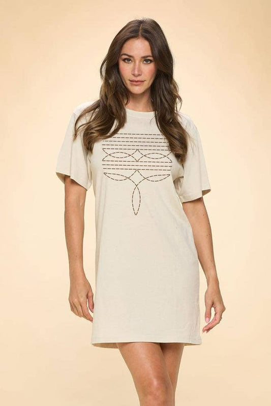 Cowboy Boots Toe Stitch Western Graphic Tunic Top