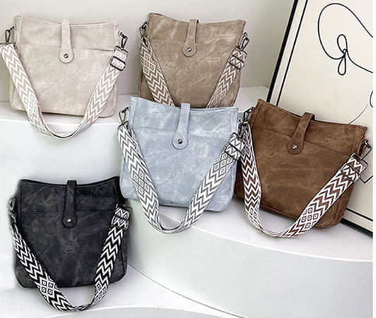 Distressed Faux Leather Crossbody Messenger Bag