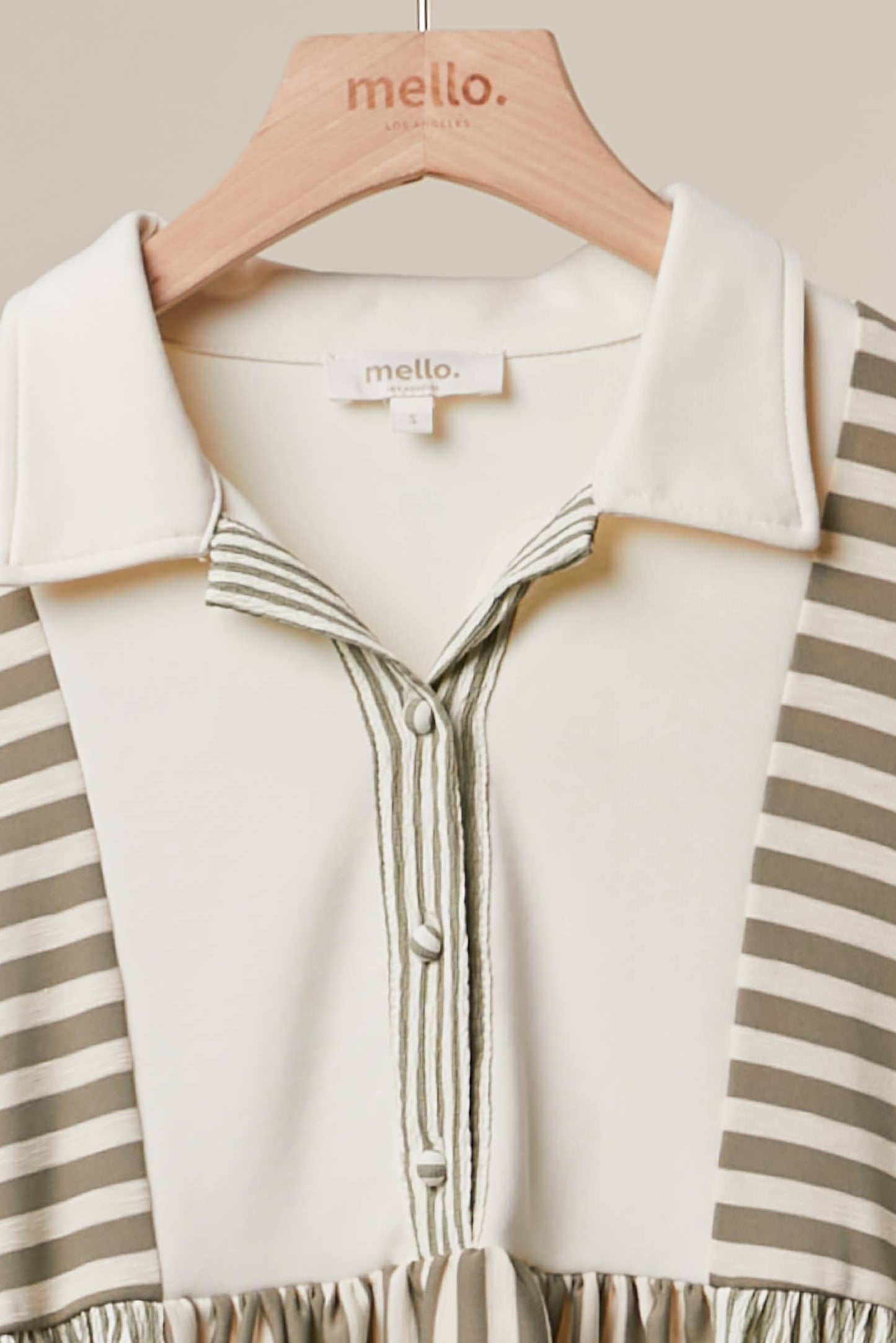STRIPED SHIRT WITH LACE FLOWER DETAIL