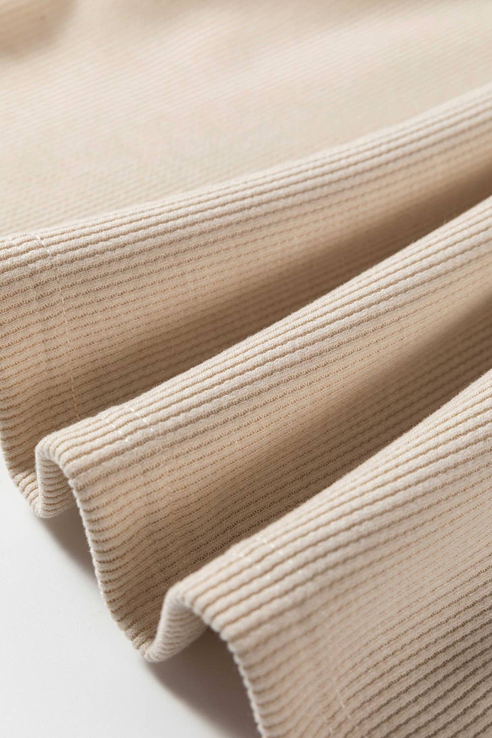 Drawstring Pullover Hoodie and High Waist Pants Corduroy Set