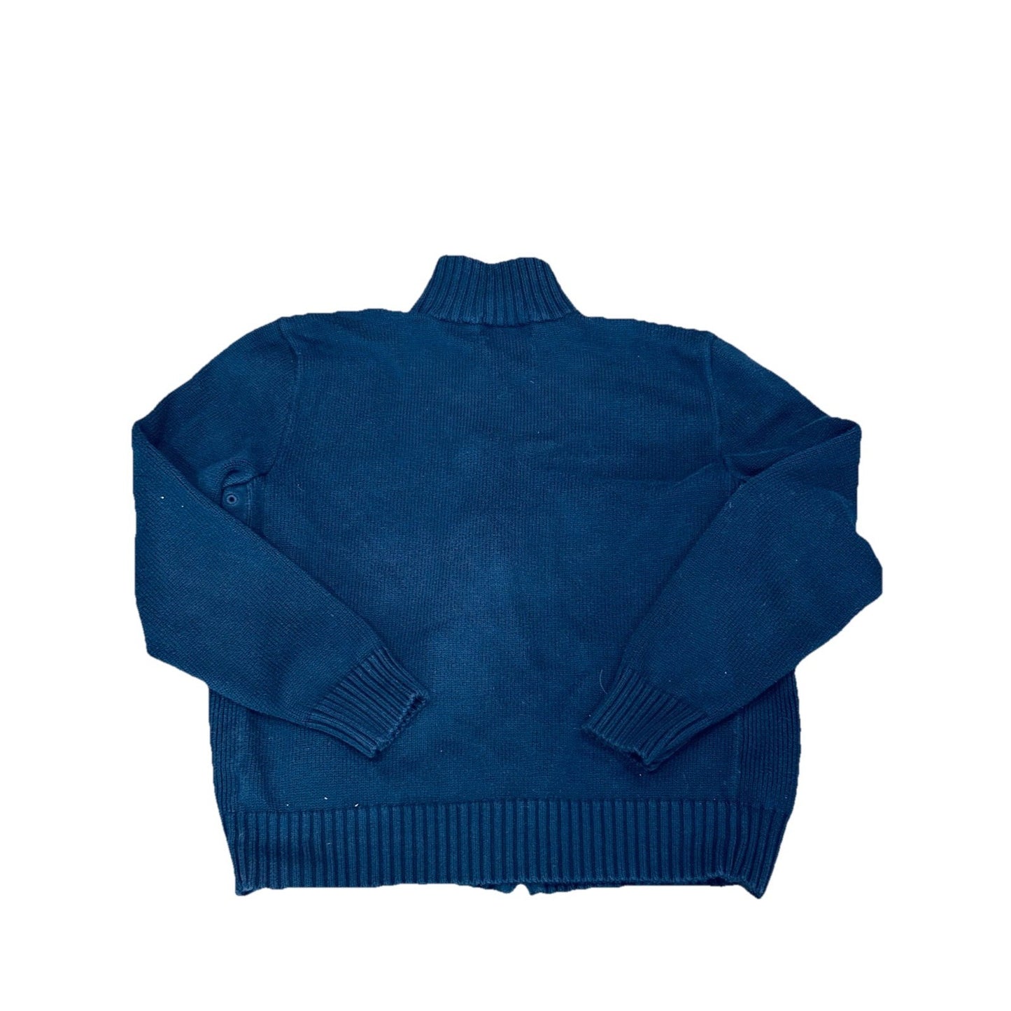 Vtg Polo Ralph Lauren Mens Jacket Cardigan Sweater Sz L Knit Navy Pockets Zip