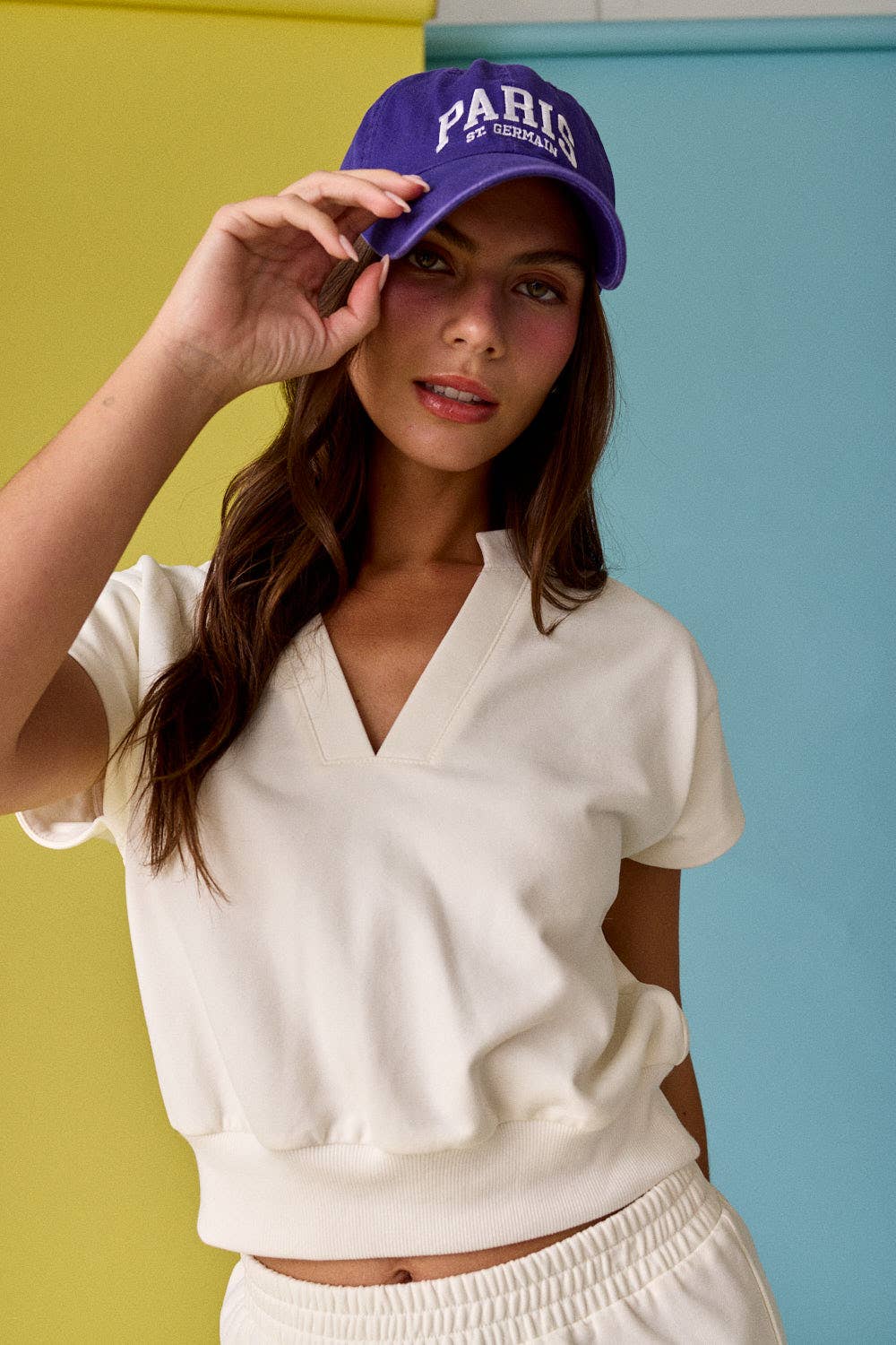 PX8760 V Neck Short Sleeve Top and Short Set