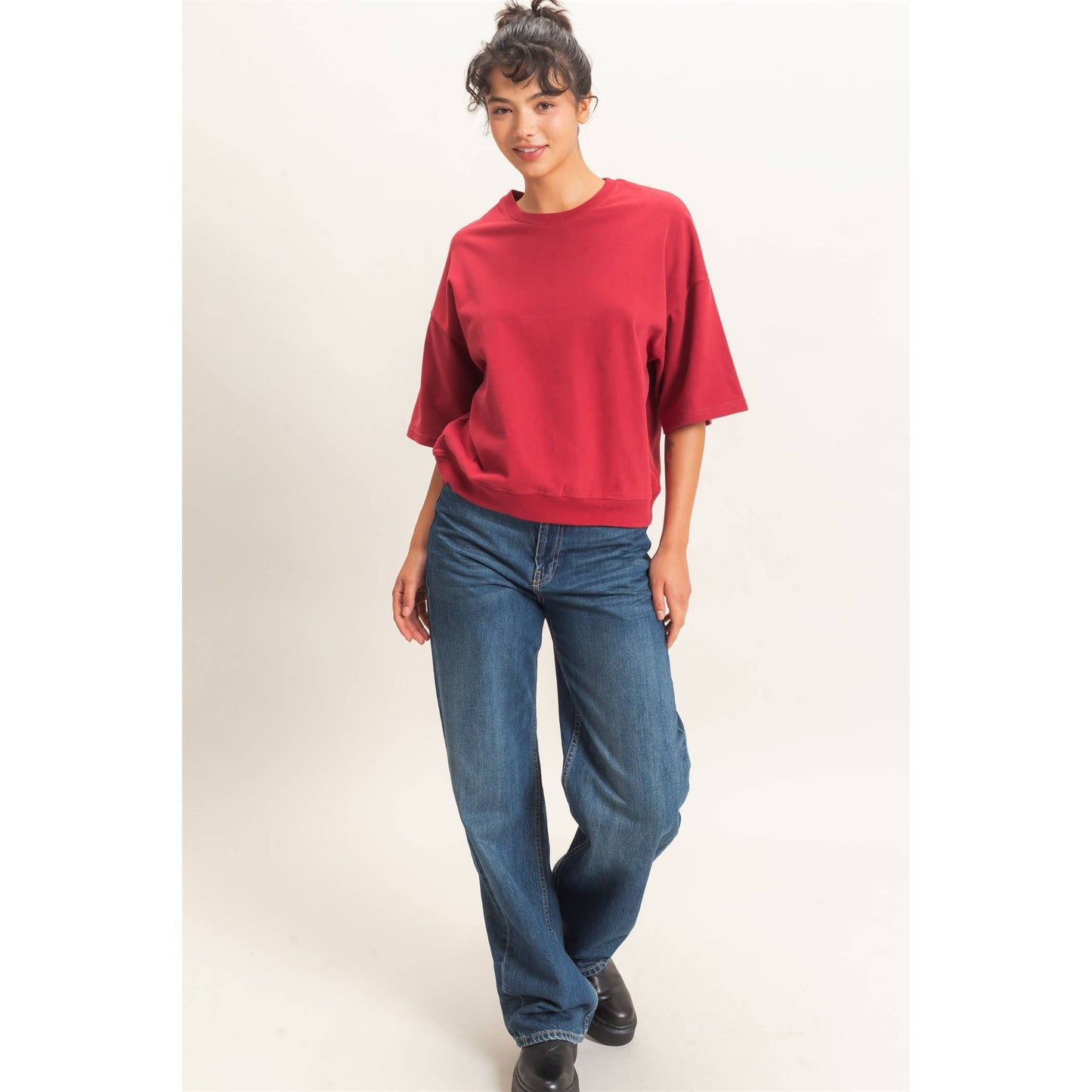 Double Zero Washed Crew Neck Short Sleeve Top
