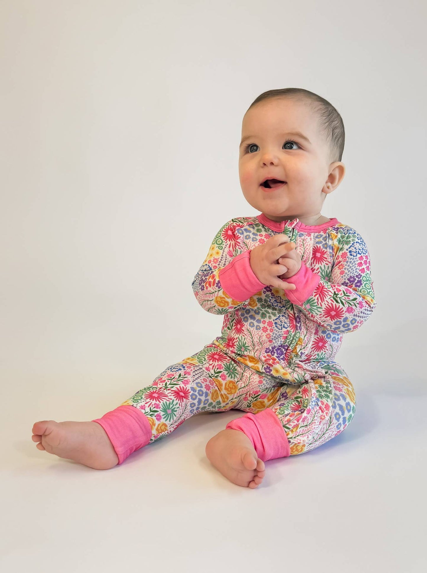 Goosies Flower Fields - Convertible Zip Pajamas w/ Ruffles Bamboo