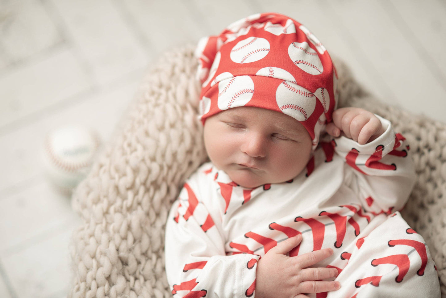 Infant Baseball Baby Gown and Hat