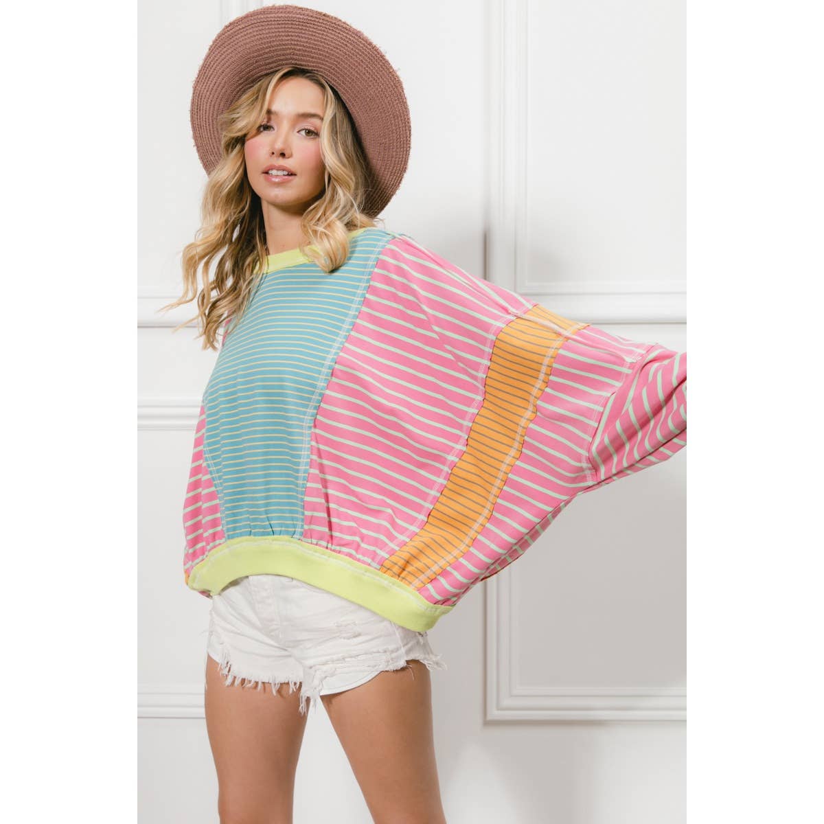 BiBi STRIPE MIXED AND MATCH LOOSE FIT TOP