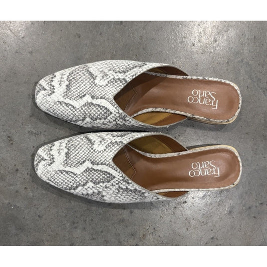 Franco Sarto Womens Van 2 Mule Flats Size 8 M Grey Snake Print Leather