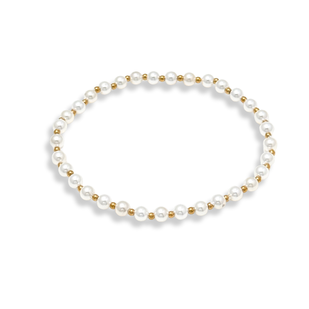 Pearl and Gold Beaded Bracelets Waterproof
