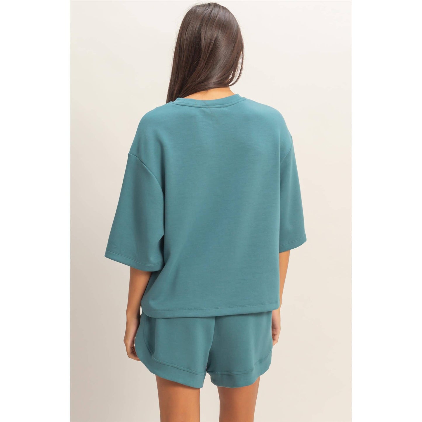 Double Zero Scuba Sleeve Boxy Set Teal