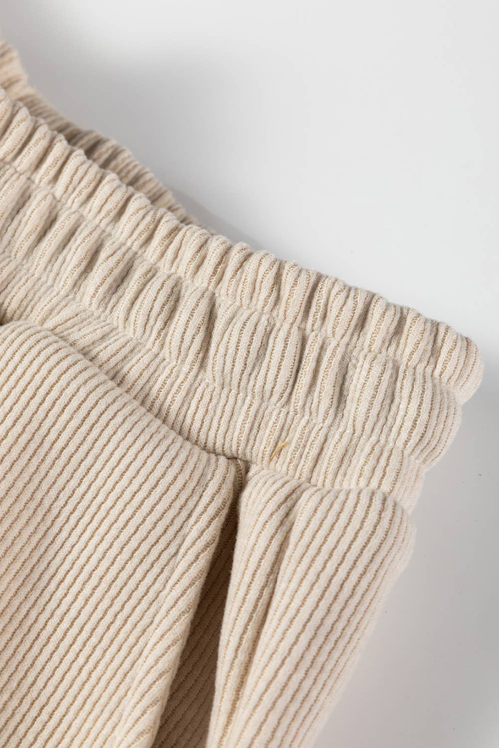 Drawstring Pullover Hoodie and High Waist Pants Corduroy Set