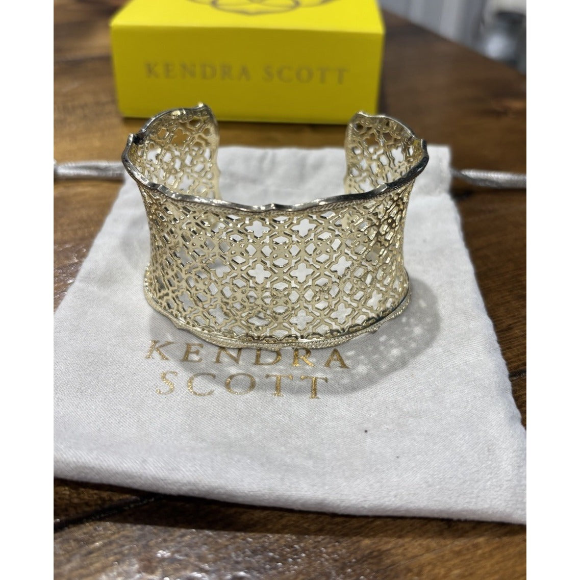 Kendra Scott Gold Tone Filigree Wide Cuff Bracelet Candice Style Openwork