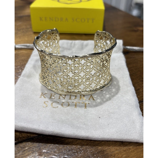 Kendra Scott Gold Tone Filigree Wide Cuff Bracelet Candice Style Openwork