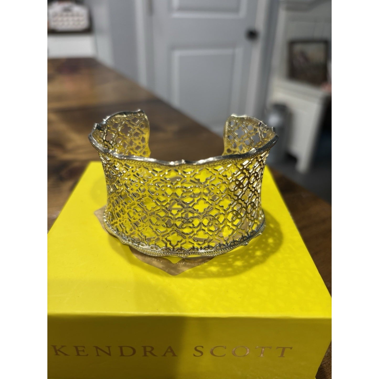 Kendra Scott Gold Tone Filigree Wide Cuff Bracelet Candice Style Openwork