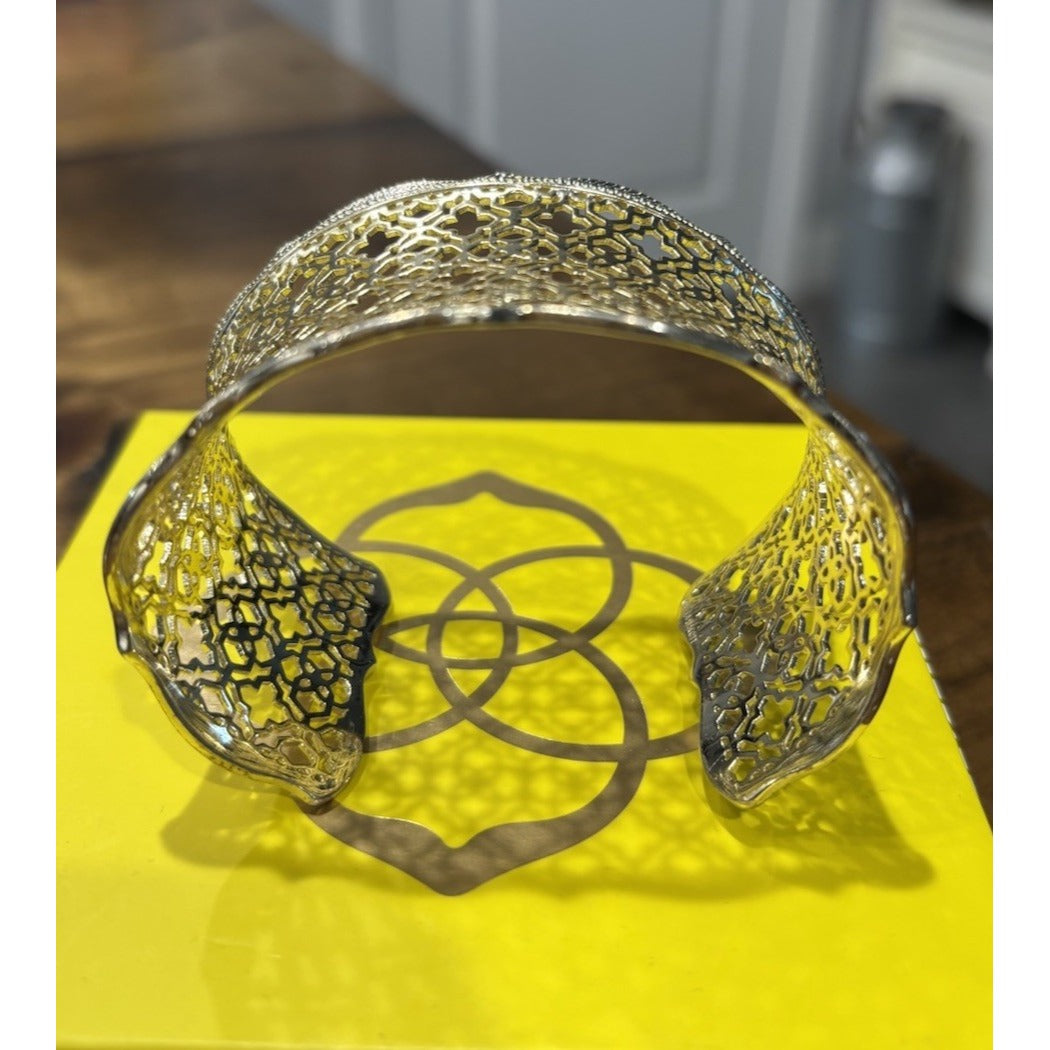 Kendra Scott Gold Tone Filigree Wide Cuff Bracelet Candice Style Openwork