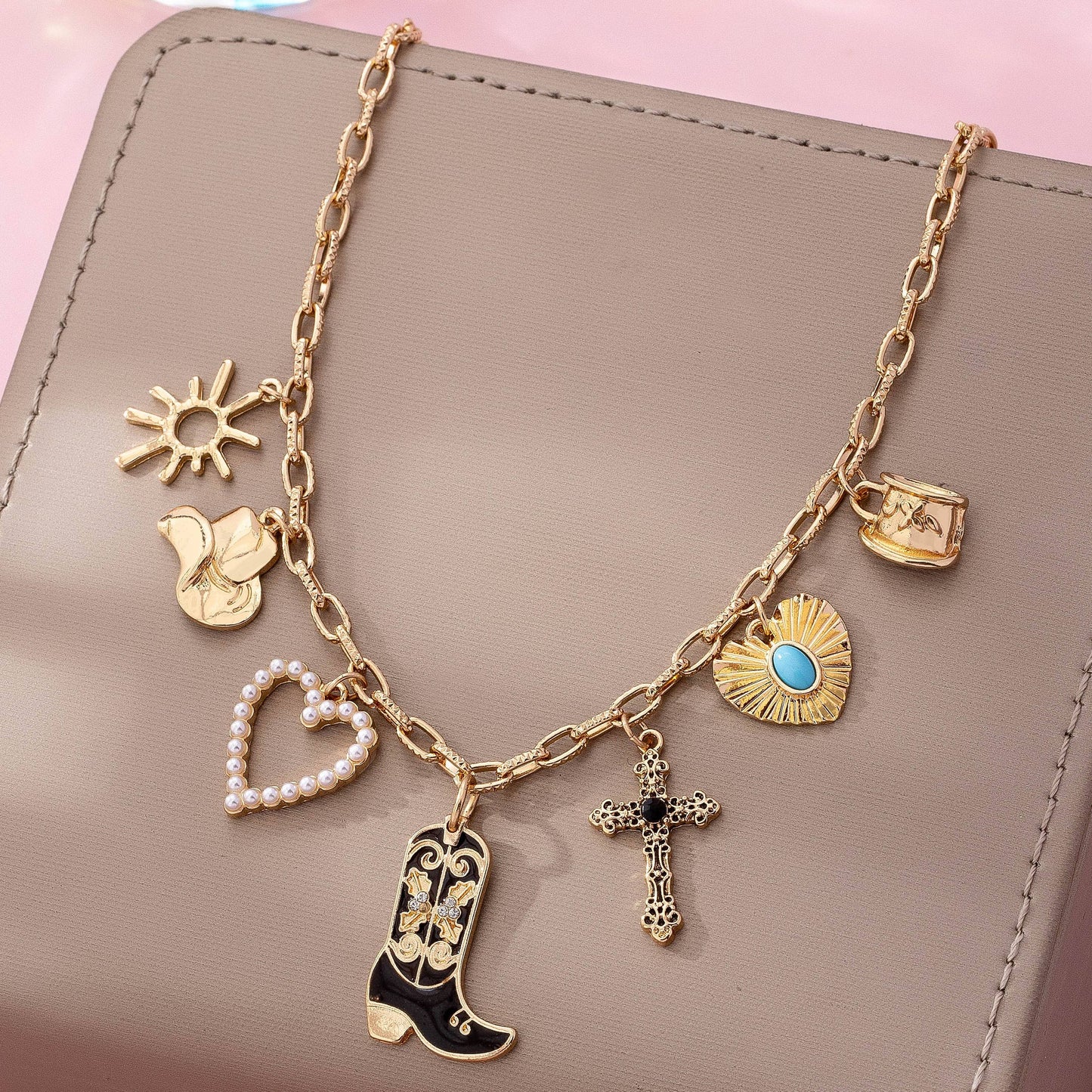 Western Charm Necklace - Boot cross heart | 80N92712
