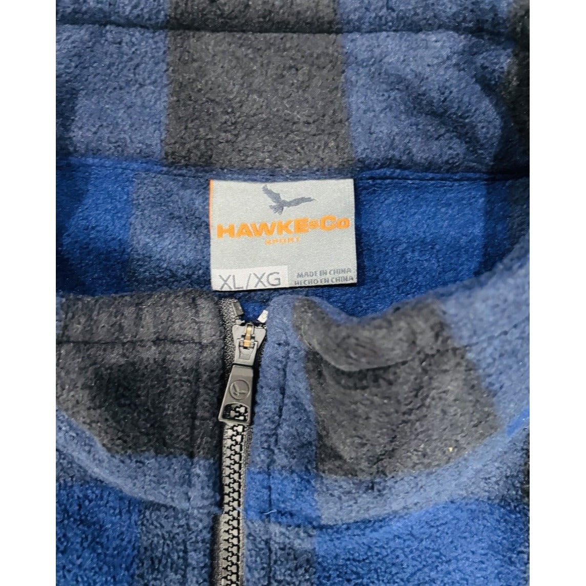 Hawke & Co 1/4 Zip Pullover Plaid Fleece Jacket Shacket Black Blue Men's XL