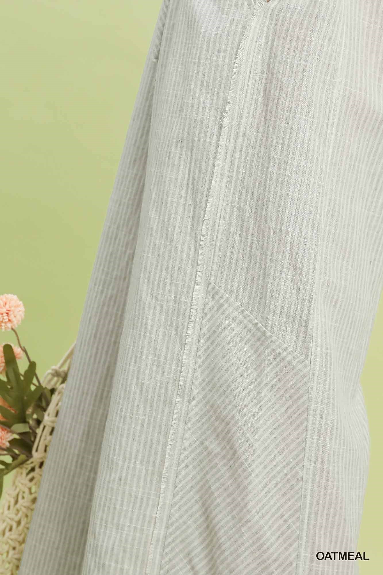 Umgee Linen Blend Striped Wide Leg Pants