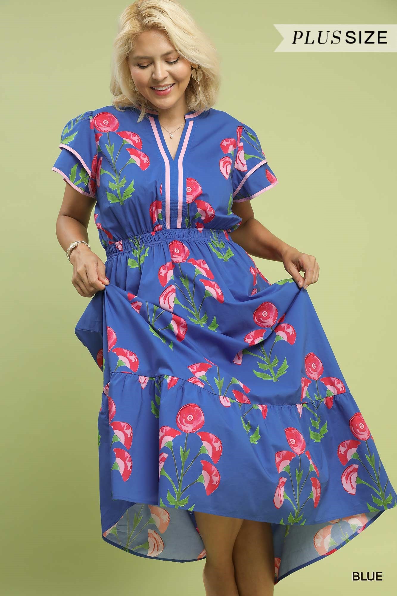 Umgee Blossom Meadow Print Midi Dress
