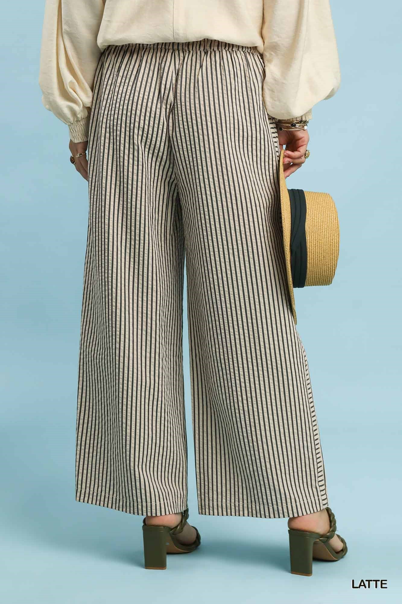 Umgee Striped Wide-Leg Pants