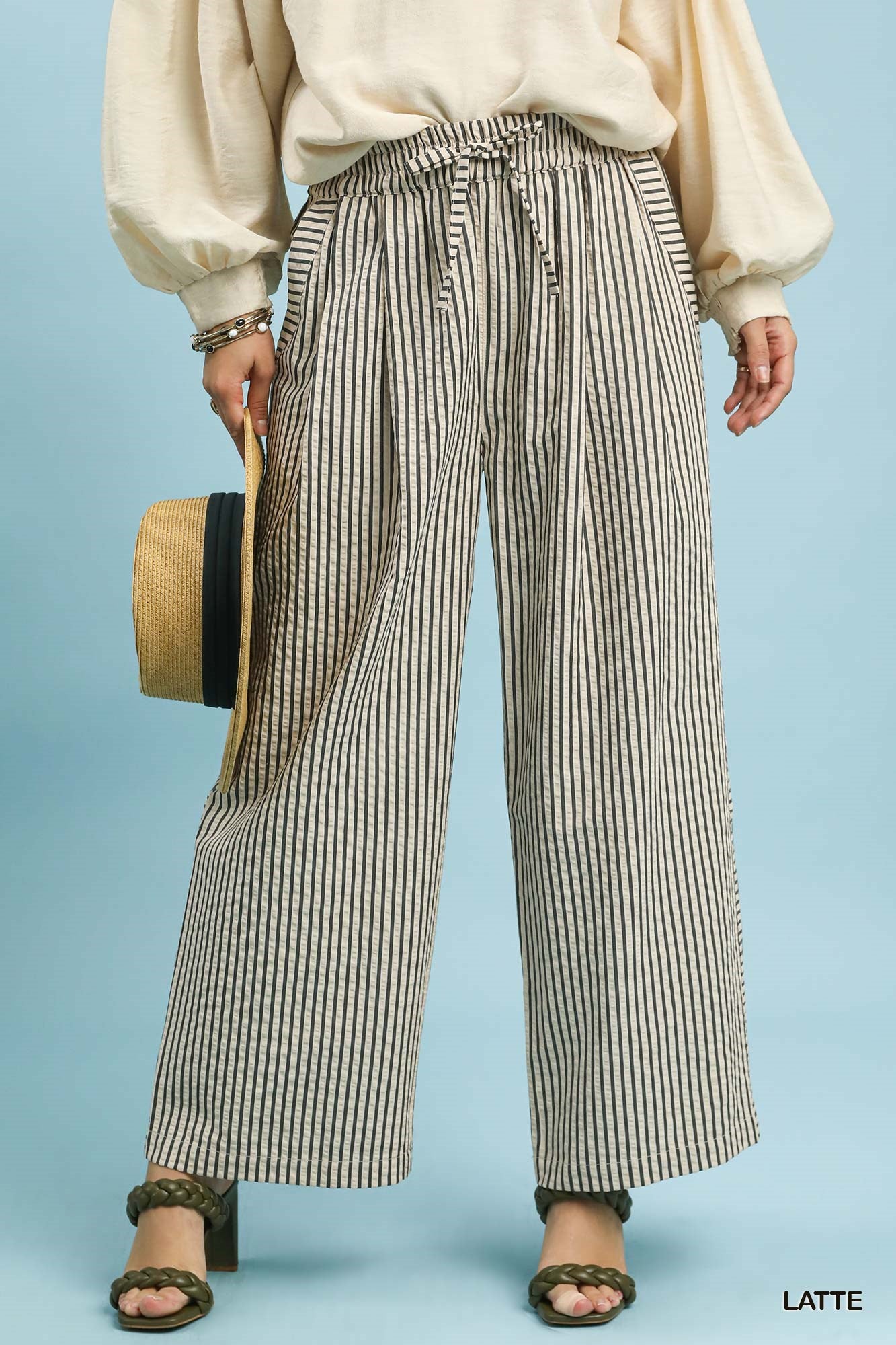 Umgee Striped Wide-Leg Pants