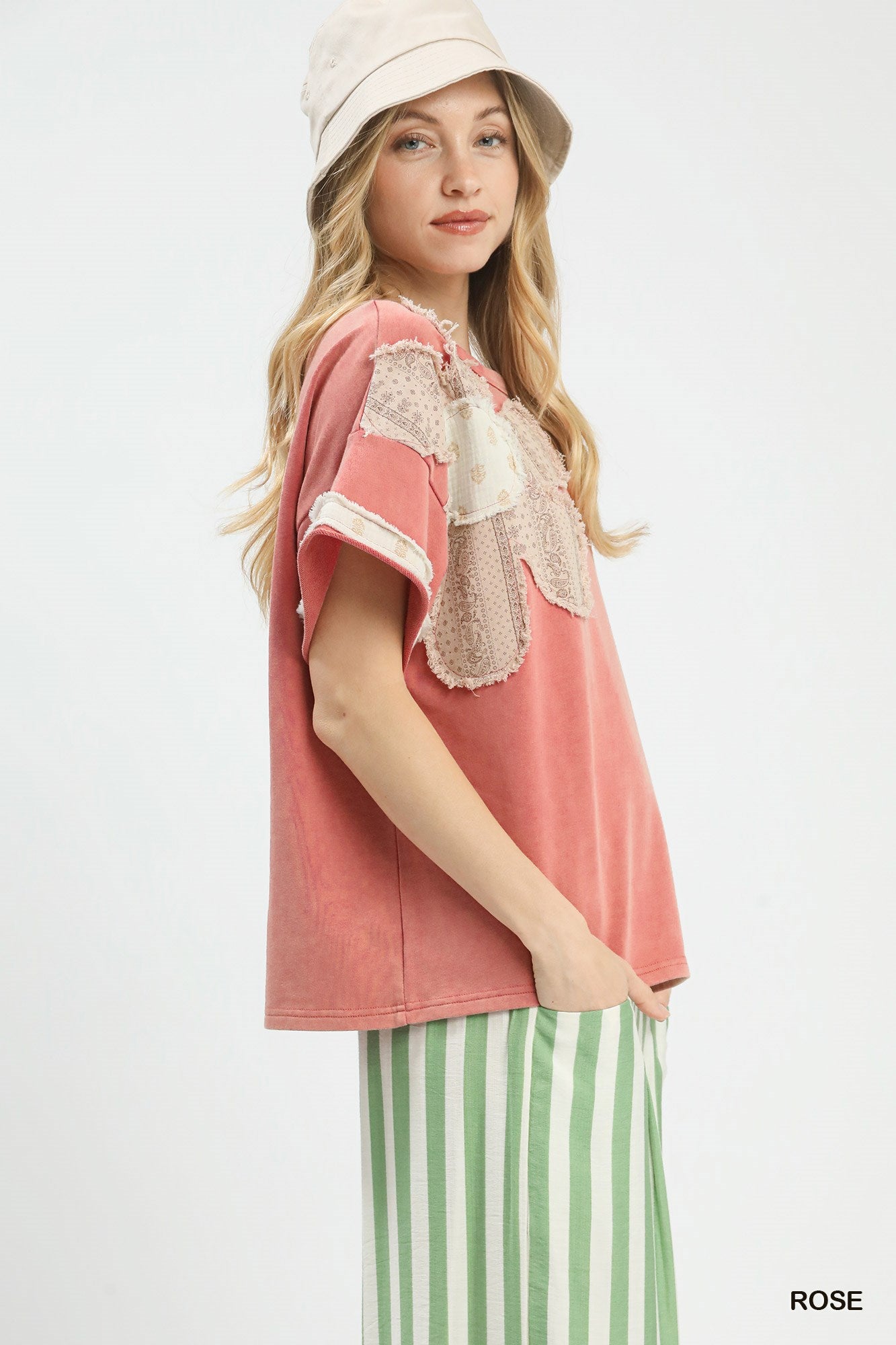 Umgee Frech Terry Top with Flower Patch