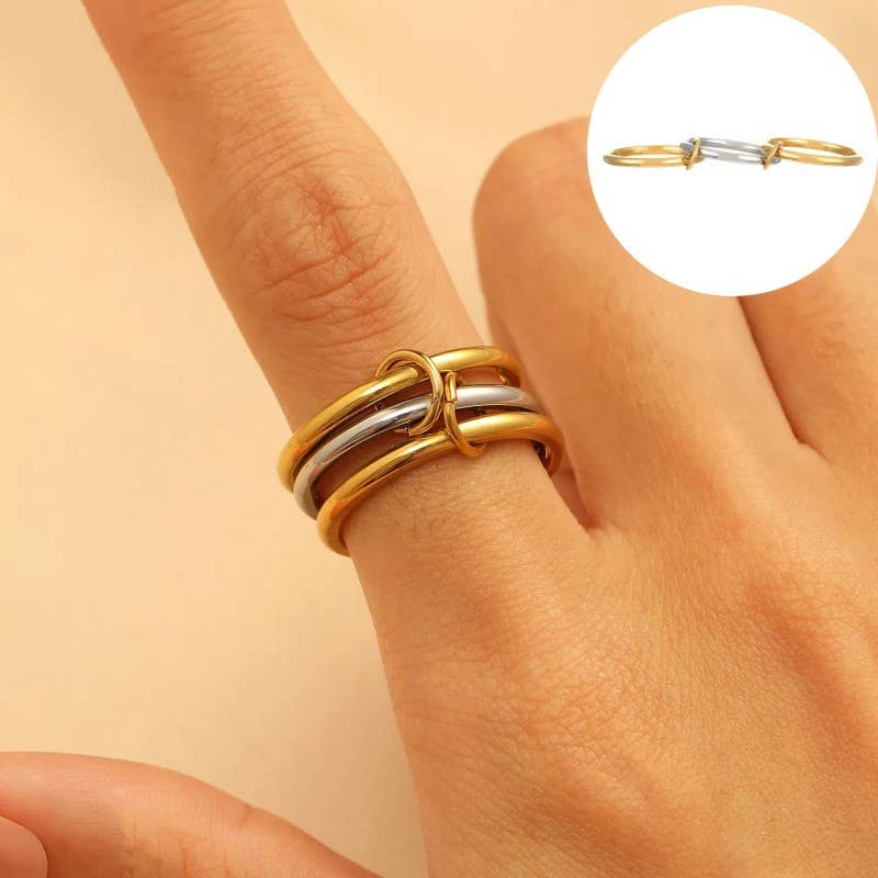Stainless Steel Stackable Plain Band Rings Linked | 40R134