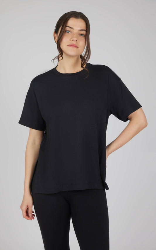 Women's Super Soft Boxy Full Length T shirts Black