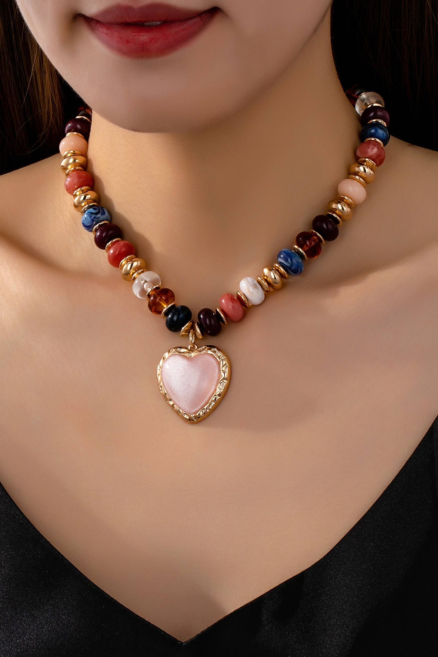 TRENDING HANDMADE CHUNKY BEADED CHARM NECKLACE | 80N92451