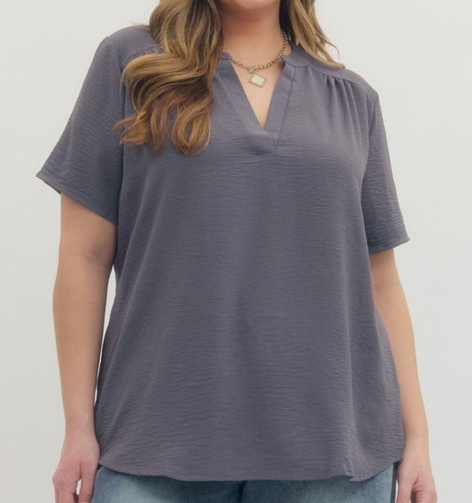Entro Plus Size Unlined. Non-sheer. Woven Lightweight in Grey