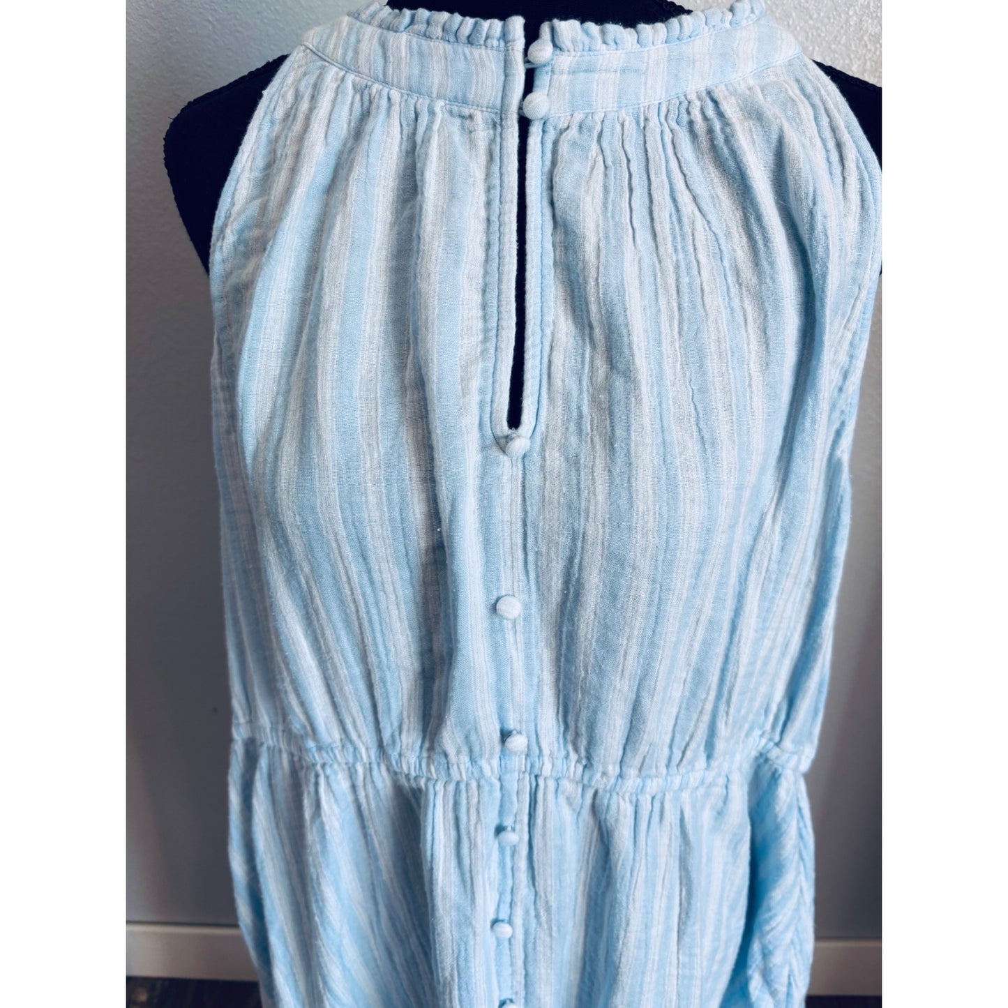 Womens Time & Tru Blue Striped Sleeveless Tiered Midi Dress XXL
