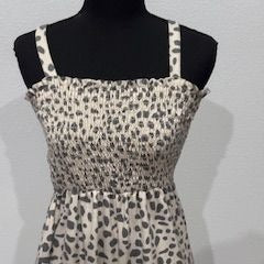 Leopard Print Smocked Maxi Romper By Fantastic Sleeveless Stretchy Fabric Casual Fit