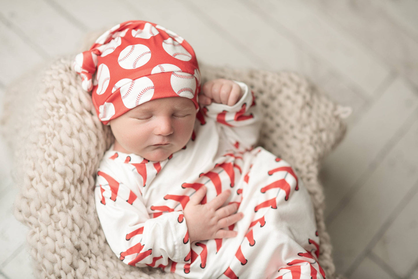 Infant Baseball Baby Gown and Hat
