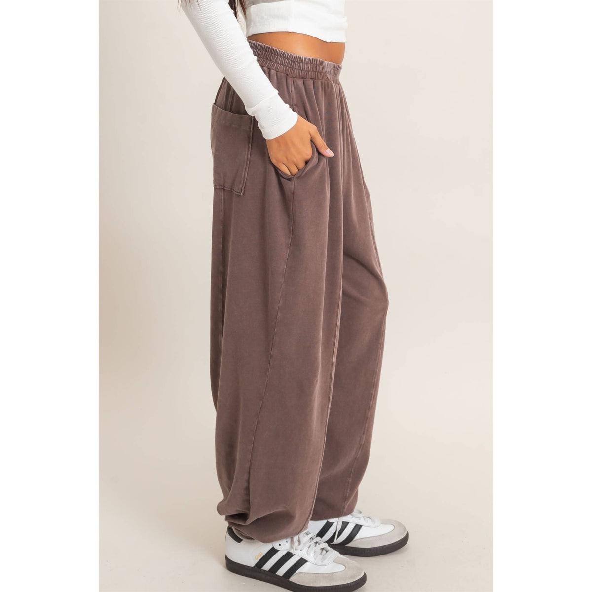 Double Zero Mineral Wash Elastic Waist Jogger Pants