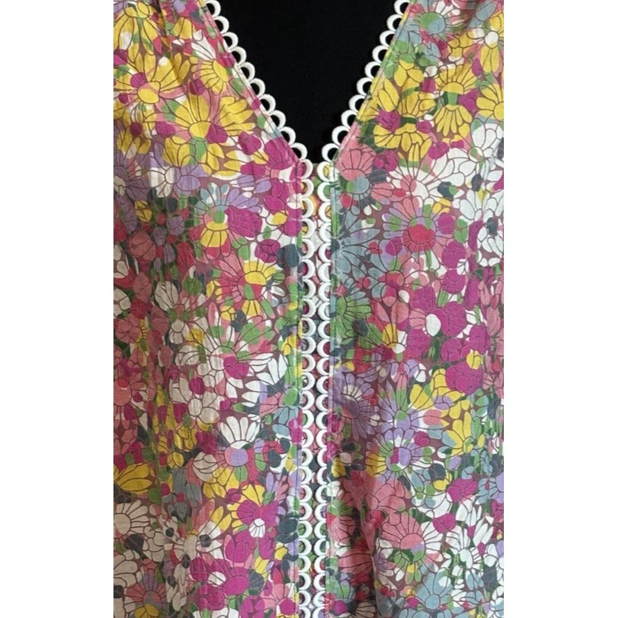 Kate Spade Floral Dots Burnout Blouse in Pink Multicolor Size S