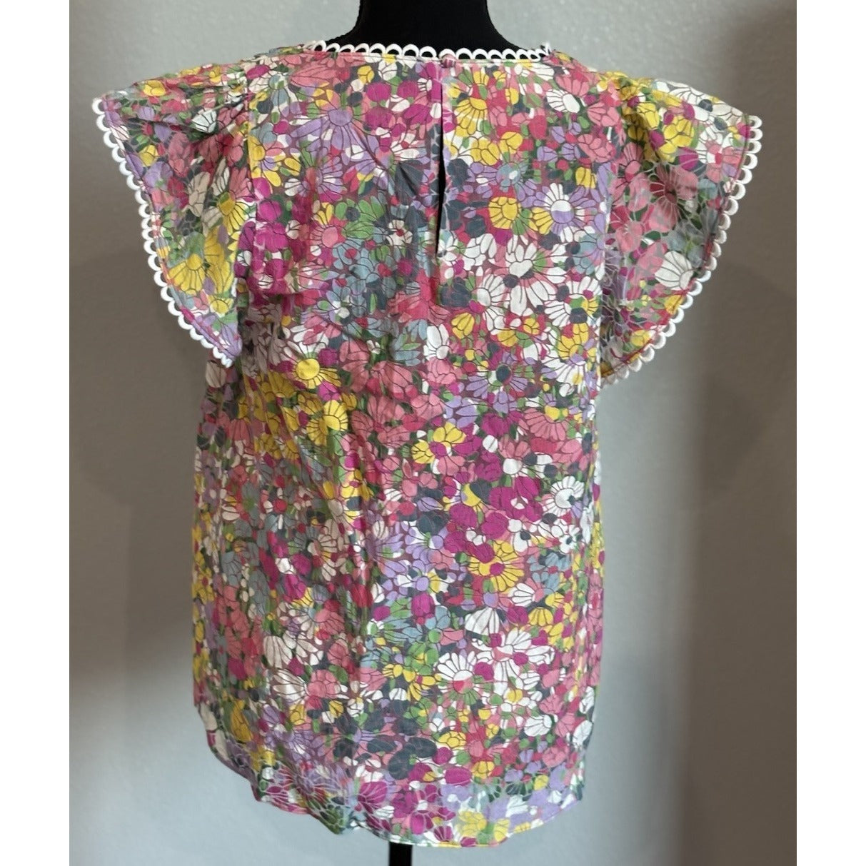 Kate Spade Floral Dots Burnout Blouse in Pink Multicolor Size S
