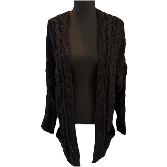 Love Tree Long Black Cardigan Cable Size M