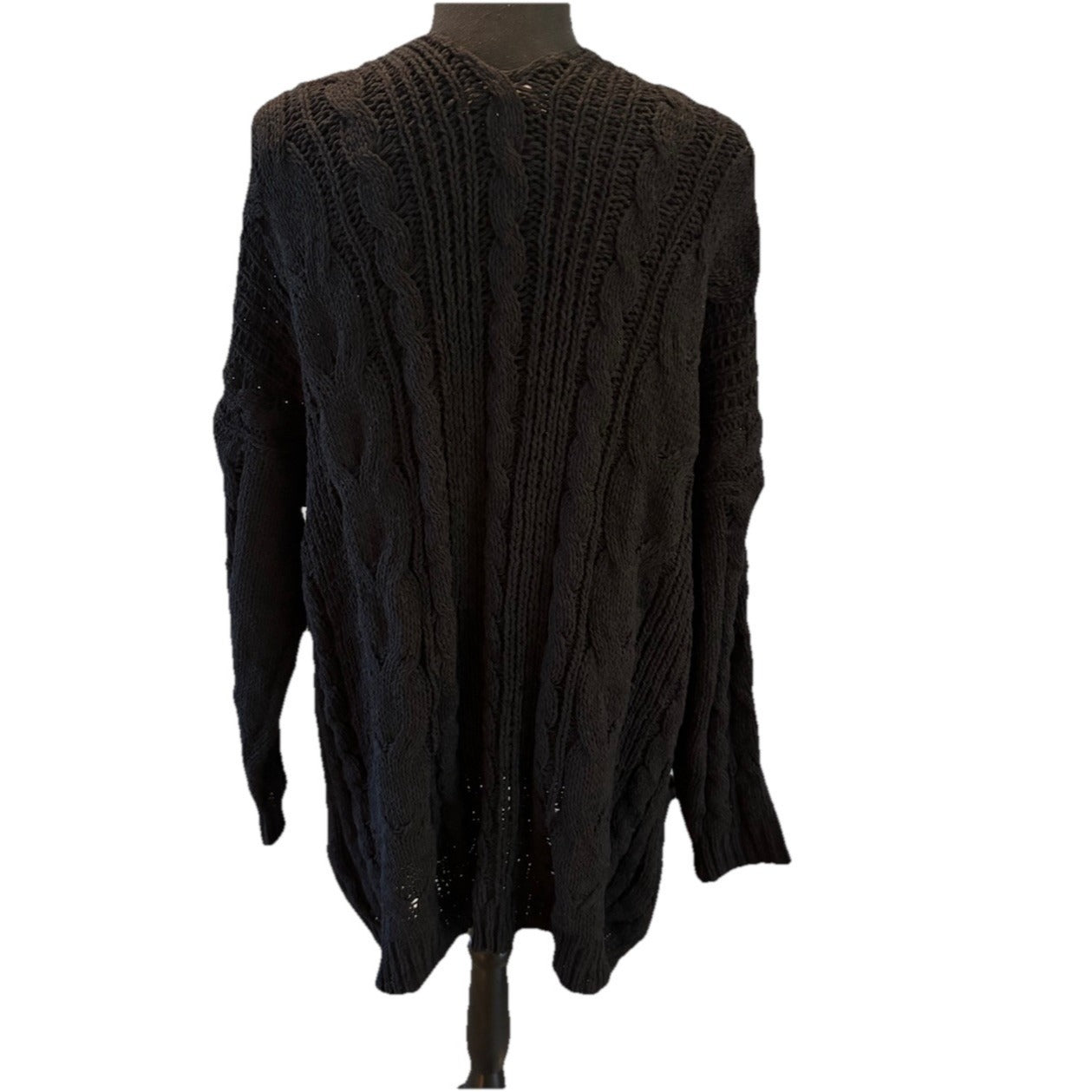 Love Tree Long Black Cardigan Cable Size M