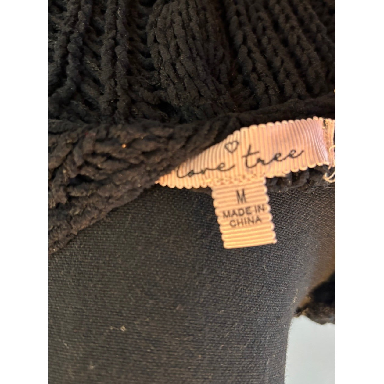 Love Tree Long Black Cardigan Cable Size M