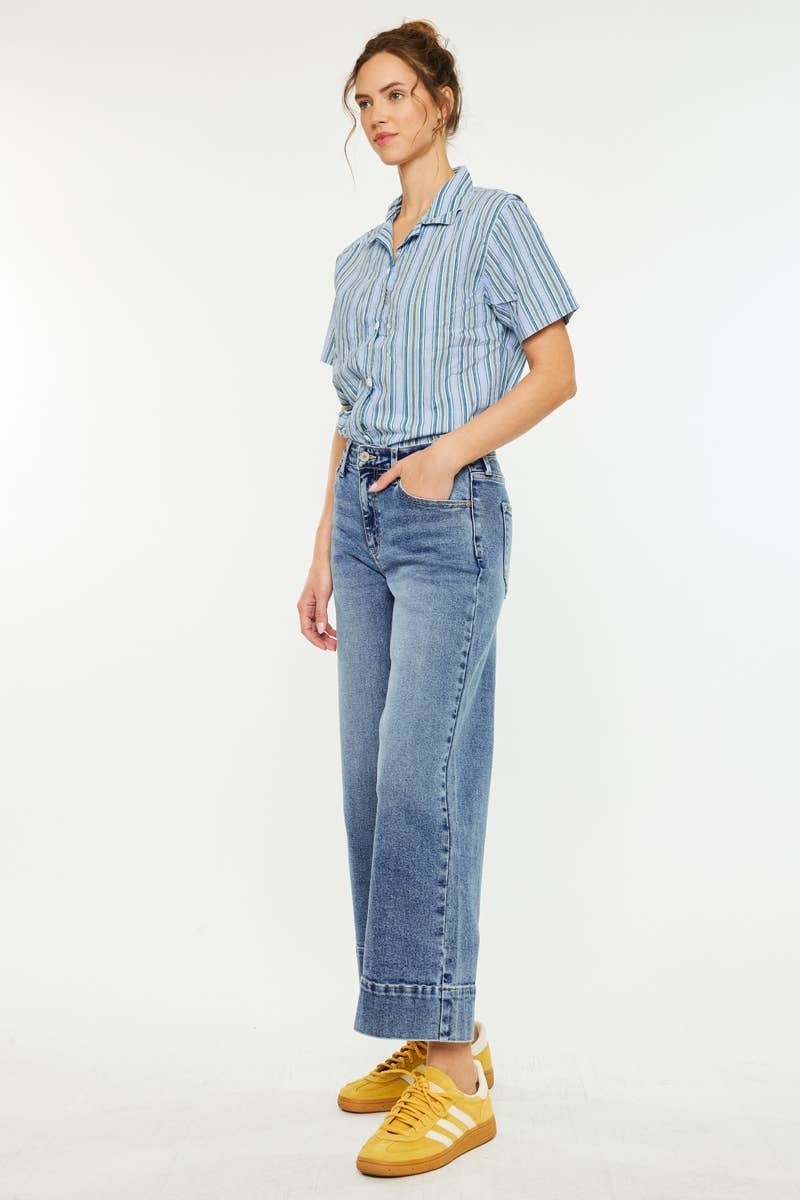 Kan Can HIGH RISE CROP WIDE JEANS-KC7479D