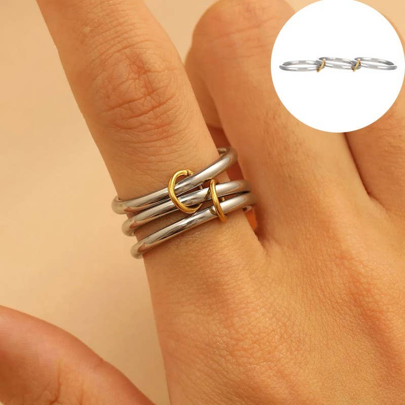 Stainless Steel Stackable Plain Band Rings Linked | 40R134