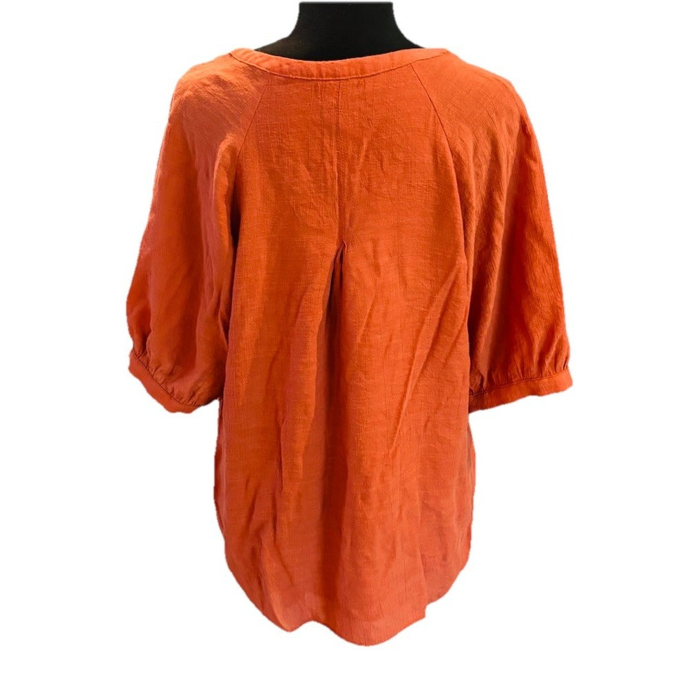 Wishlist Apparel Burnt Orange Blouse Lined Linen Texture Fall Size Large