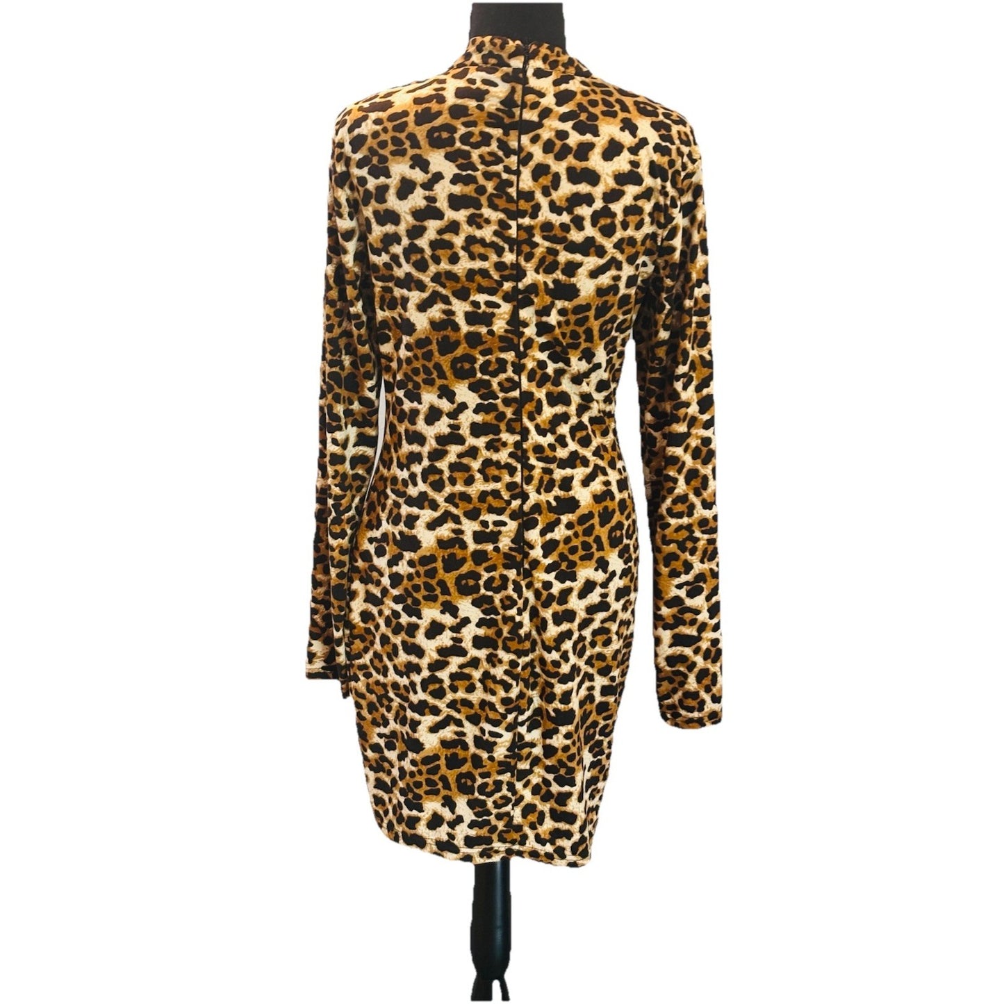 AX Paris Leopard Print High Neck Bodycon Mini Dress Size Medium