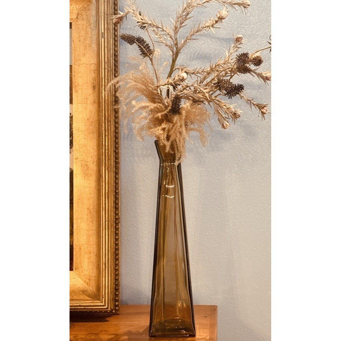 Extra Tall Amber Glass Vase 5 Inches By 21.5 Inches Beautiful