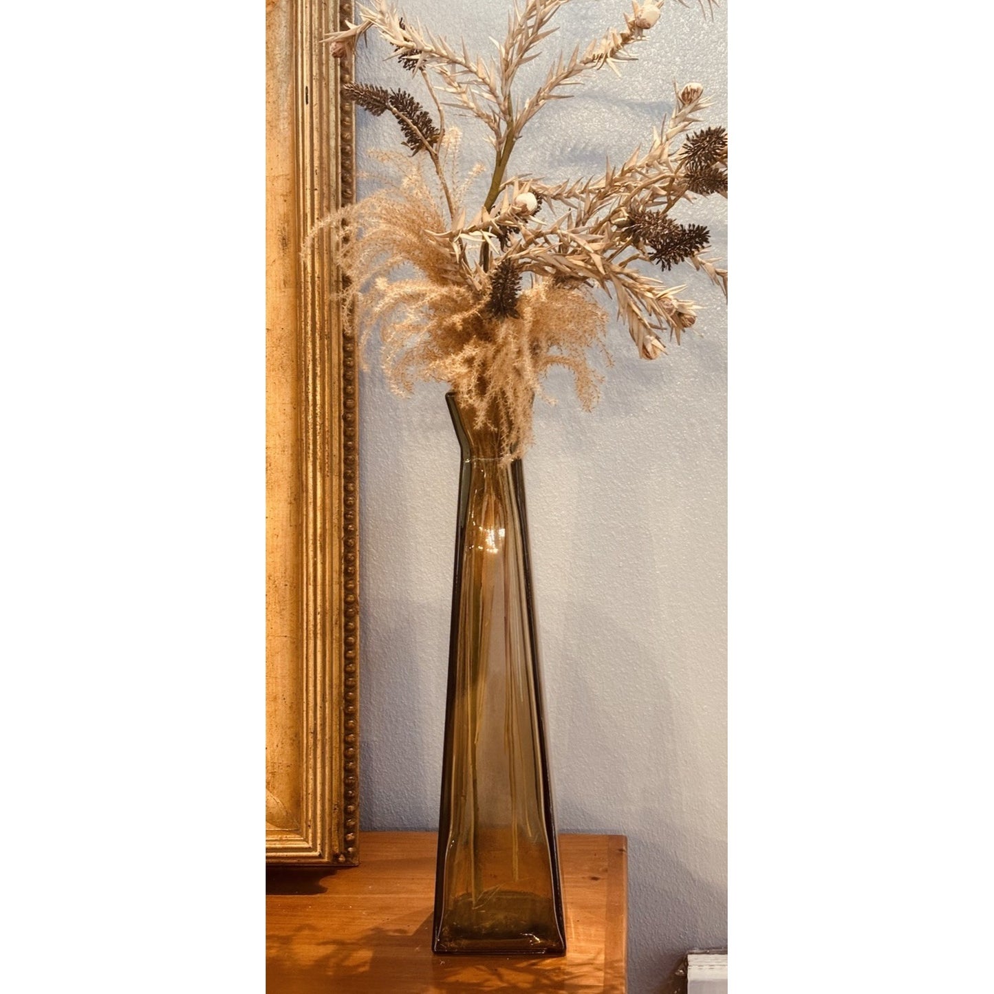 Extra Tall Amber Glass Vase 5 Inches By 21.5 Inches Beautiful