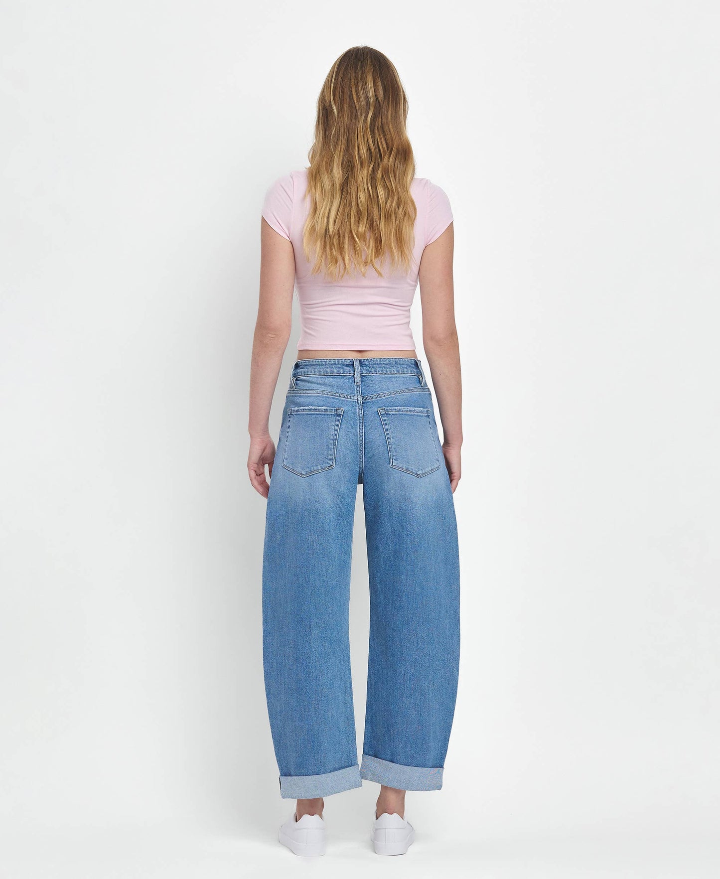 SUPER HIGH RISE DOUBLE CUFFED BARREL JEANS V3598
