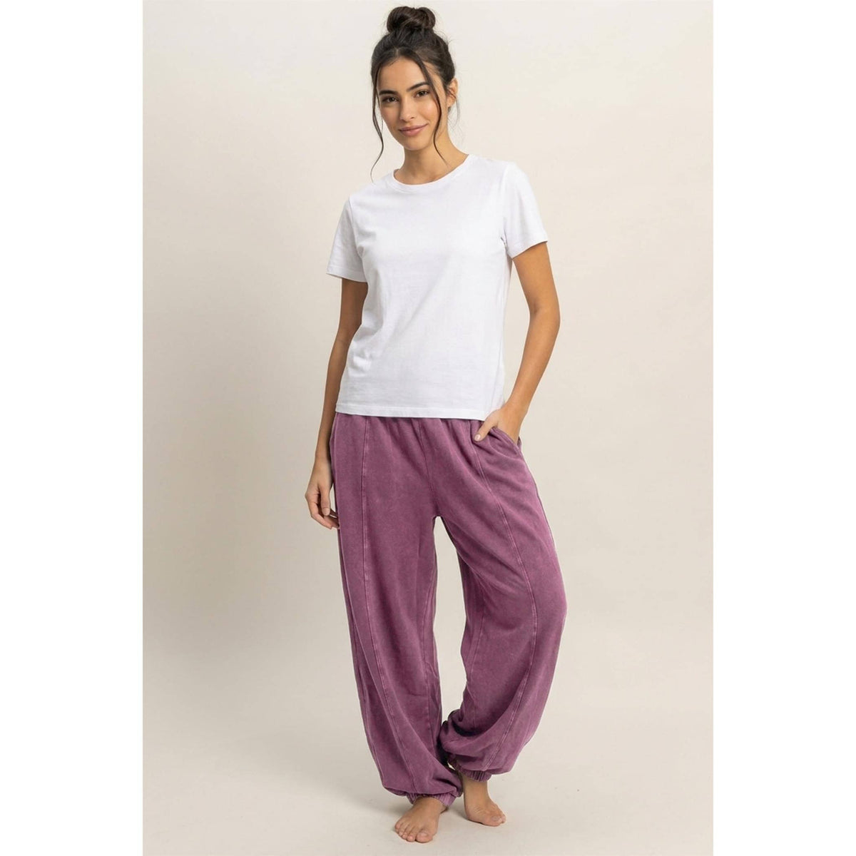 Double Zero Mineral Wash Elastic Waist Jogger Pants